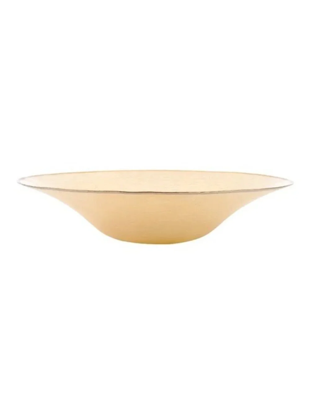 Vietri Metallic Glass Pearl Centerpiece Bowl 19.5” Textured Gold Rim Decor - NEW